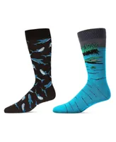 MeMoi Men's Crew Lake Life Assortment Socks, Pair of 2