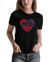 La Pop Art Women's July 4th Heart Word Short Sleeve T-shirt