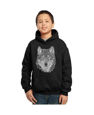 Big Boy's Word Art Hooded Sweatshirt - Wolf