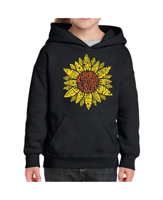 Big Girl's Word Art Hooded Sweatshirt - Sunflower