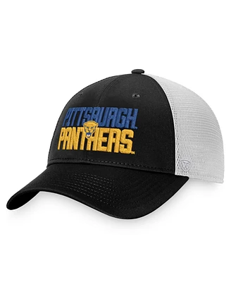 Men's Top of the World Black, White Pitt Panthers Stockpile Trucker Snapback Hat