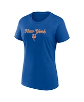 Women's Fanatics Royal, Gray New York Mets Script T-shirt and Shorts Combo Set