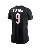 Women's Nike Joe Burrow Black Cincinnati Bengals Player Name and Number T-shirt