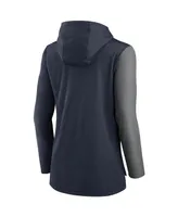 Women's Nike Navy, Heathered Charcoal Houston Texans Chevron Hoodie Performance Long Sleeve T-shirt