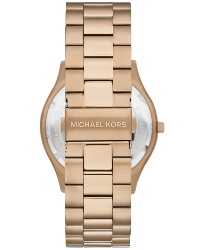 Michael Kors Men's Slim Runway Quartz Three-Hand Beige Gold-Tone Stainless Steel Watch 44mm - Beige Gold