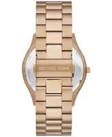 Michael Kors Men's Slim Runway Quartz Three-Hand Beige Gold-Tone Stainless Steel Watch 44mm - Beige Gold