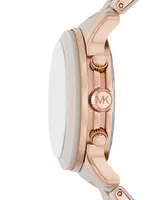 Michael Kors Women's Runway Quartz Chronograph Rose Gold-Tone Stainless Steel and Wheat Silicone Watch 38mm