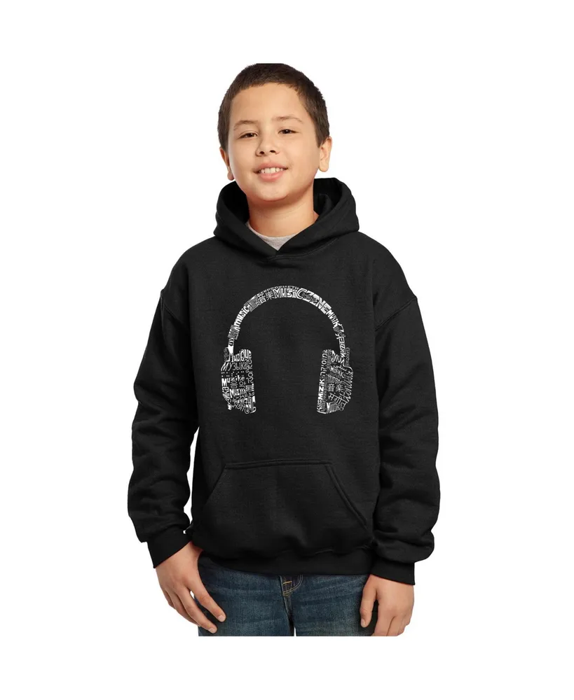 La Pop Art Boys Word Hooded Sweatshirt - Headphones Languages