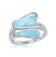 Sterling Silver Triple Bypass Larimar Ring