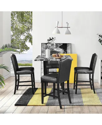 Simplie Fun 5 Piece Dining Set With Matching Chairs And Bottom Shelf For Dining Room, Chair
