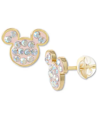 Disney Crystal Mickey Mouse Stud Earrings in 18k Gold-Plated Sterling Silver