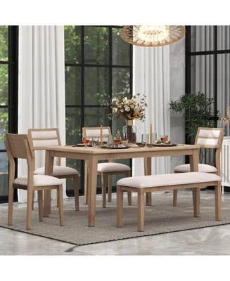 Simplie Fun Classic And Traditional Style 6 - Piece Dining Set, Includes Dining Table, 4 Upholstered Chair