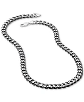 Italian Silver Men's Curb Link 22" Chain Necklace (8mm) in Sterling Silver & Black Ruthenium-Plate