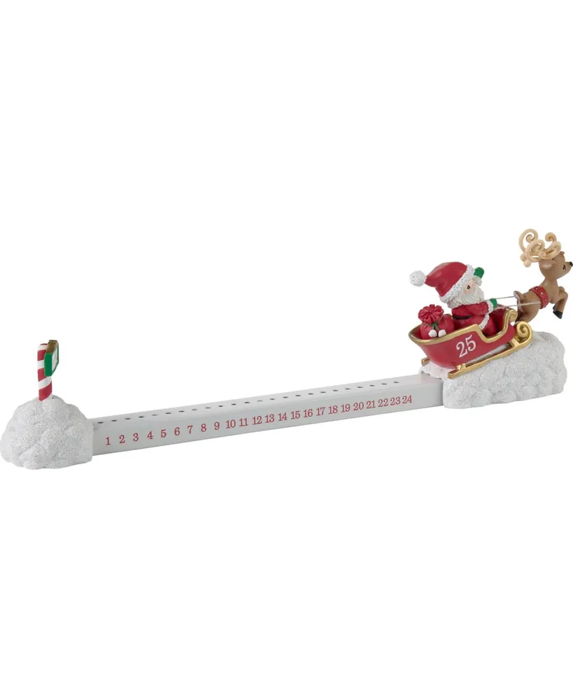 Precious Moments Here Comes Santa Claus Resin, Wood Countdown Calendar