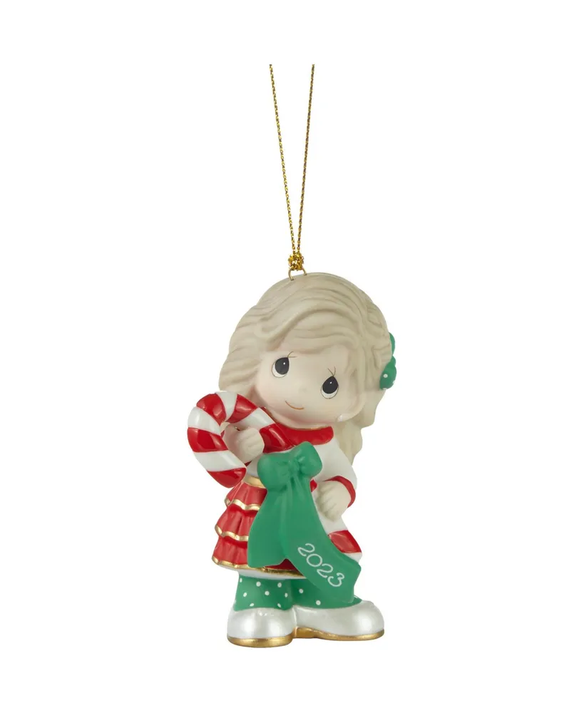 Precious Moments Sweet Christmas Wishes 2023 Dated Girl Bisque Porcelain Ornament