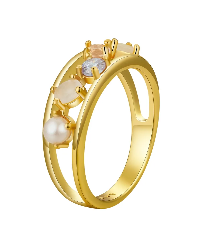 Unwritten Cubic Zirconia, Faux Opal and Imitation Pearl Ring