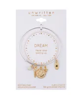 Unwritten Amazonite and Crystal Cubic Zirconia Moon and Stars Charm Bracelet - Gold Two
