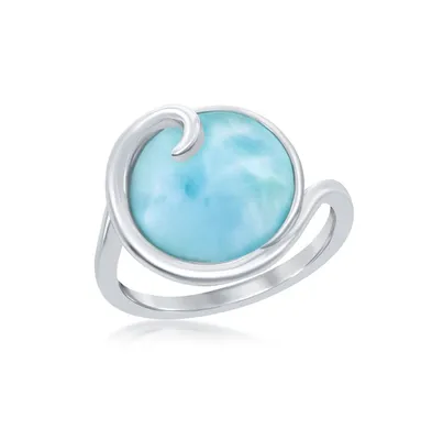 Sterling Silver Wave Design Larimar Ring