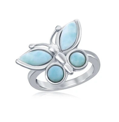 Sterling Silver Larimar Butterfly Ring