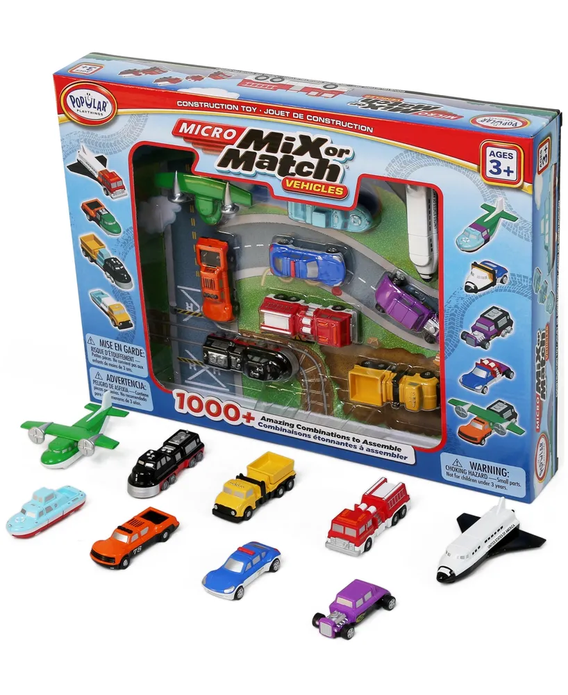 Popular Playthings Micro Mix or Match Vehicles Set, 27 Pieces
