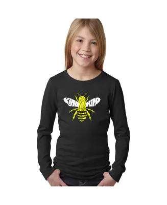 Big Girl's Word Art Long Sleeve T-Shirt - Bee Kind