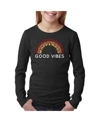 Big Girl's Word Art Long Sleeve T-Shirt - Good Vibes