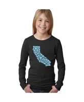 Big Girl's Word Art Long Sleeve T-Shirt - California Hearts