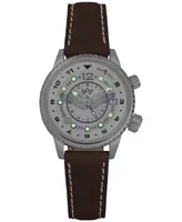 Abingdon Co. Women's Swiss Wasp Tribute Tri-Time Chestnut Leather Strap Watch 33mm