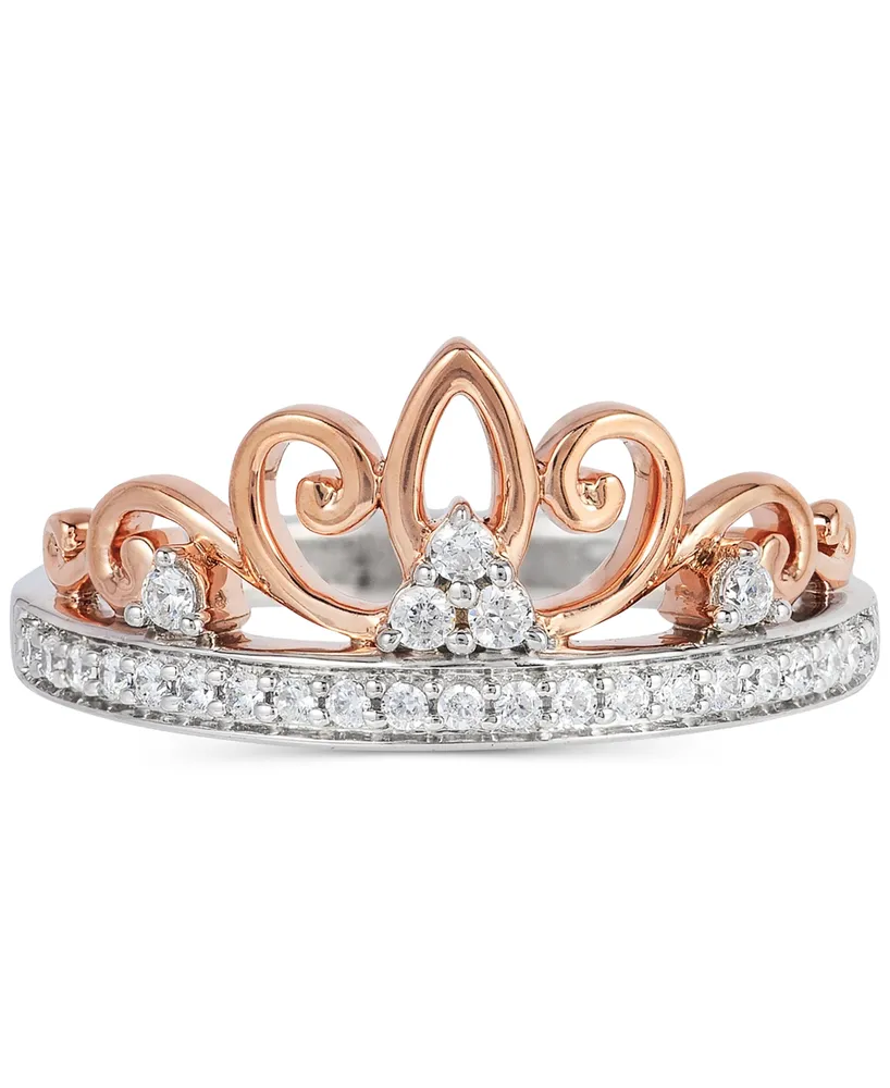 Enchanted Disney Fine Jewelry Diamond Majestic Tiara Ring (1/5 ct. t.w.) in Sterling Silver & 10k Rose Gold - Two