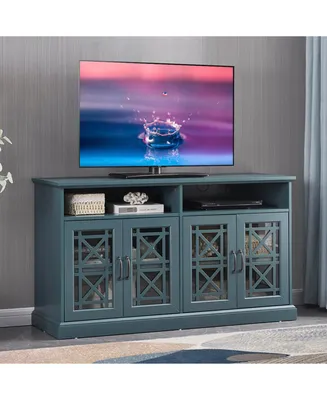 Simplie Fun 53 Wooden Tv Console, Storage Buffet Cabinet, Sideboard With Glass Door And Adjustable Shelves
