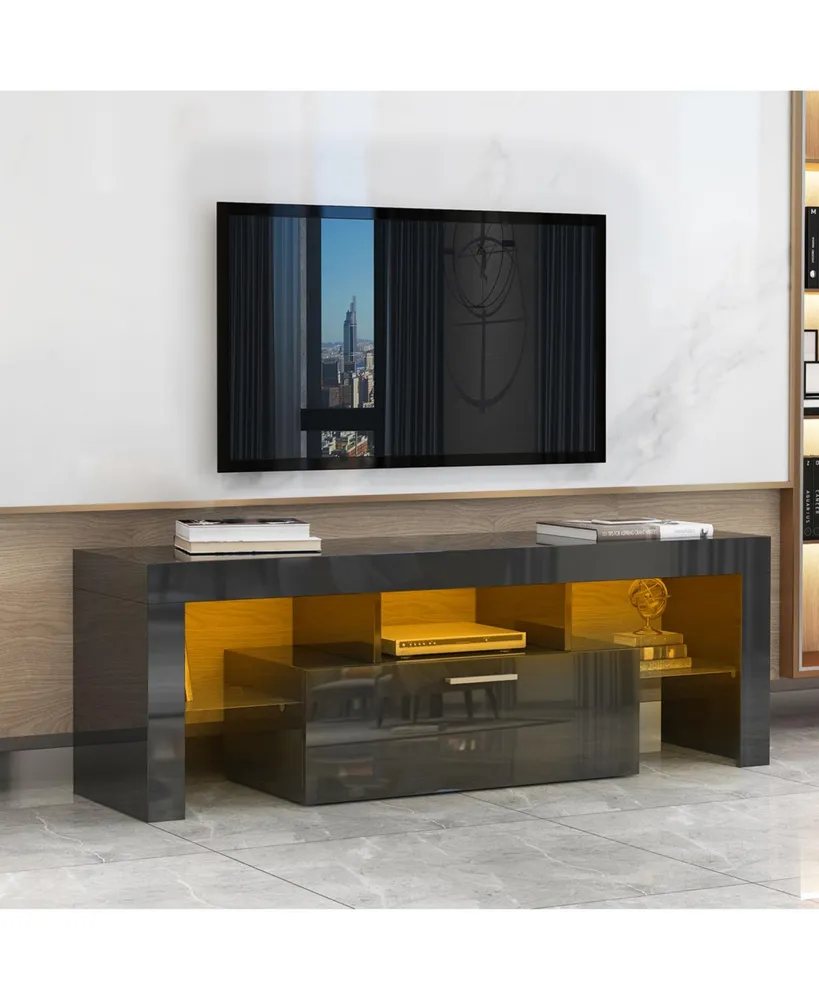 Simplie Fun Modern Tv Stand With Led Lights
