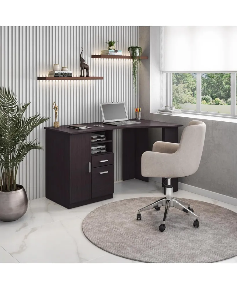 Simplie Fun Classic Office Desk With Storage, Espresso