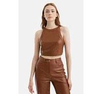 Nocturne Women's Pleated Pleather Crop Top