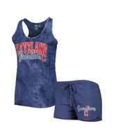 Women's Concepts Sport Navy Cleveland Guardians Billboard Racerback Tank and Shorts Sleep Set