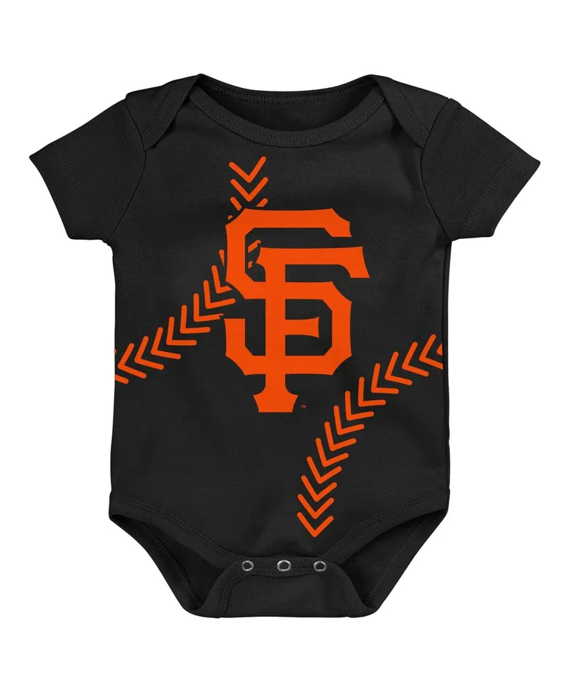 Newborn and Infant Boys Girls Black San Francisco Giants Running Home Bodysuit