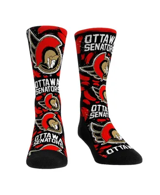 Men's and Women's Rock 'Em Socks Ottawa Senators Allover Logo and Paint Crew Socks