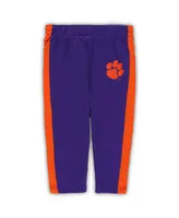 Infant Boys and Girls Orange, Purple Clemson Tigers Little Kicker Long Sleeve Bodysuit Sweatpants Set