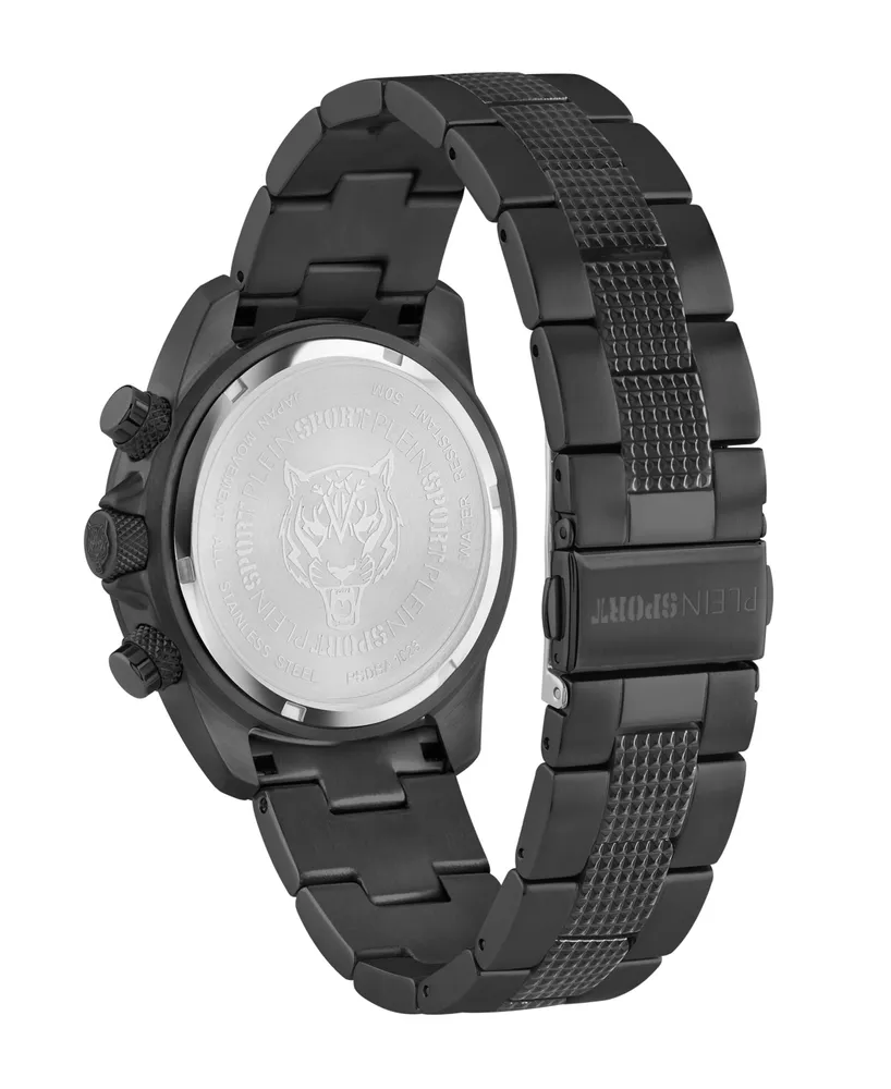 Plein Sport Men's Hurricane Black Stainless Steel Bracelet Watch 44mm