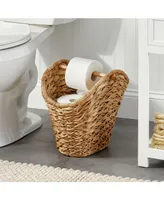 mDesign Water Hyacinth Toilet Paper Dispenser Basket for Bathroom