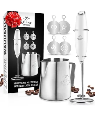 Zulay Kitchen Milk Frother Complete Set Coffee Gift, Handheld Foam Maker for Lattes