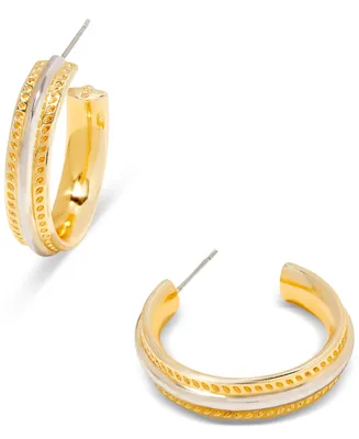 Kendra Scott 14k Gold-Plated & Rhodium-Plated Small Signature Hoofprint Trim Hoop Earrings, 1.02"