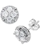 Diamond Cluster Stud Earrings (1 ct. t.w.) in 14k White Gold