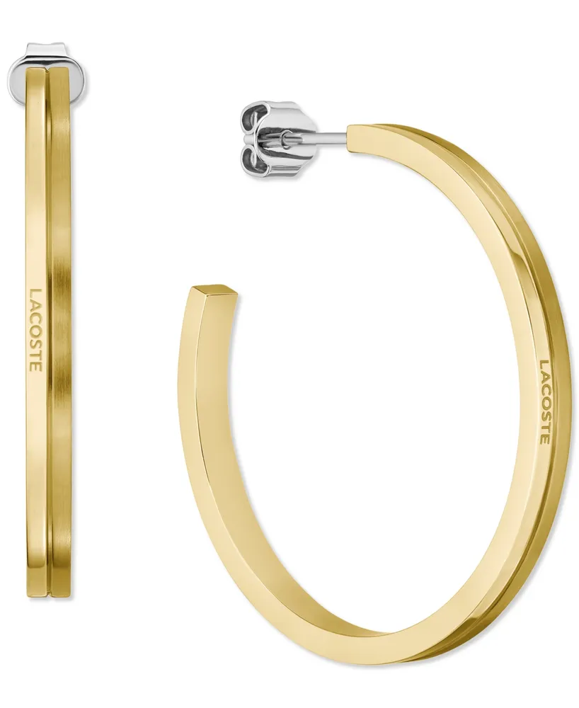 Lacoste Gold-Tone Stainless Steel Virtua Medium Hoop Earrings, 1.4