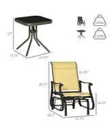 Outsunny 3pc Outdoor Gliding Chairs with Tea Table Set