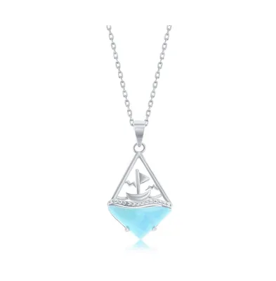Sterling Silver Boat-at-Sea Larimar Necklace