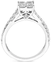 Diamond Princess Quad Cluster Engagement Ring (1-1/2 ct. t.w.) in 14k White Gold