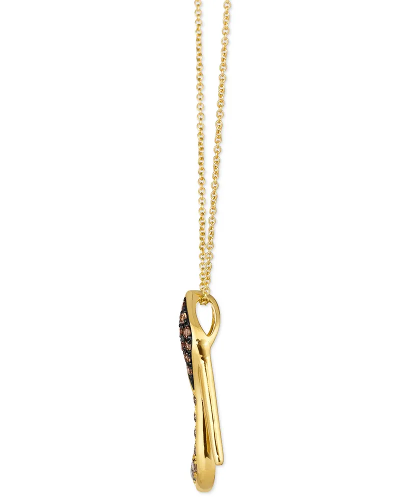 Le Vian Chocolate Diamond & Nude Diamond High Heel Shoe Pendant Necklace (3/8 ct. t.w.) in 14k Gold, 18" + 2" extender