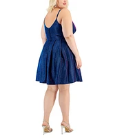 B Darlin Trendy Plus Size Glitter Fit & Flare Dress