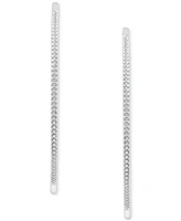 Wrapped Diamond & Out Medium Hoop Earrings (1/2 ct. t.w.) Sterling Silver or 14k Gold-Plated Silver, Created for Macy's