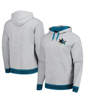 Men's Mitchell & Ness Heather Gray San Jose Sharks Classic French Terry Pullover Hoodie